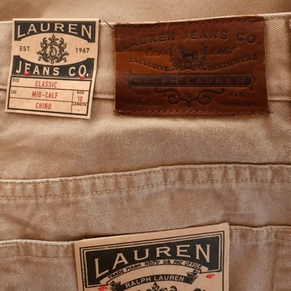 RALPH LAUREN Classic Fit Mid Calf Chino Capri Tan Khaki Size 10 NEW - Picture 4 of 5